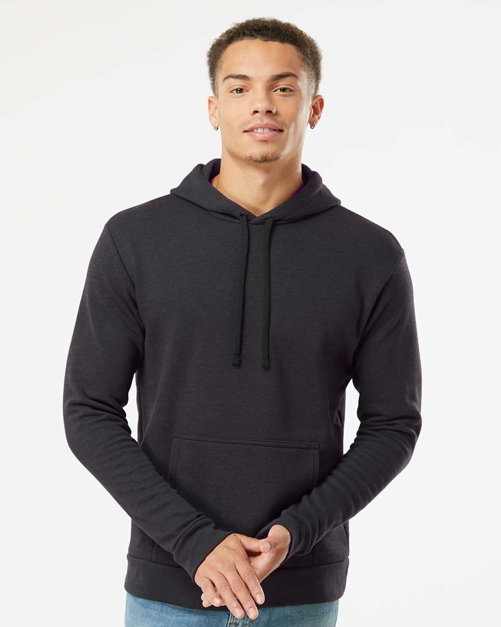 Unisex Malibu Hoodie Sweatshirt - OnModelFront - B03018512 - Heather Black