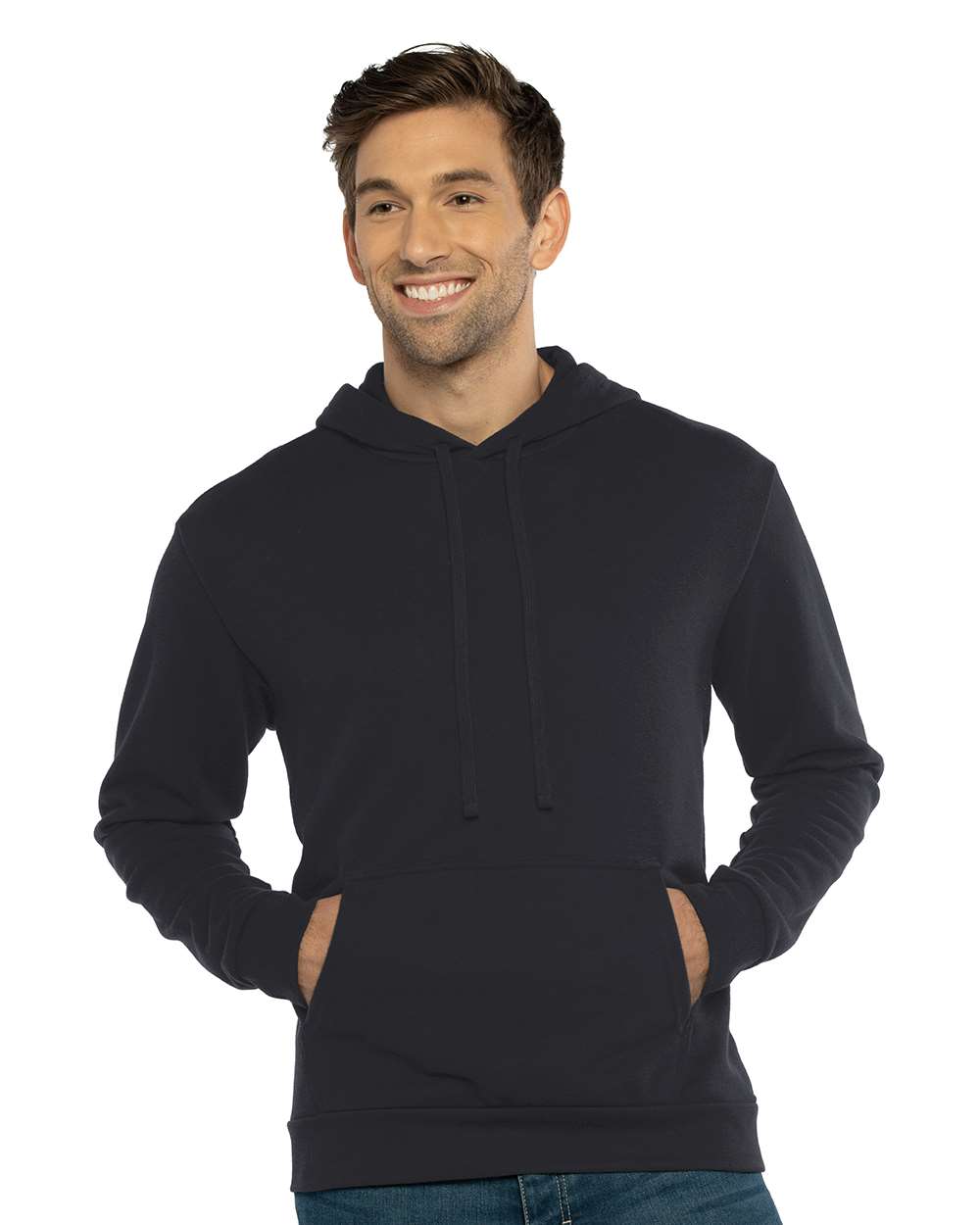 Unisex Laguna Sueded Hoodie Sweatshirt - OnModelFront - B03118502 - Black