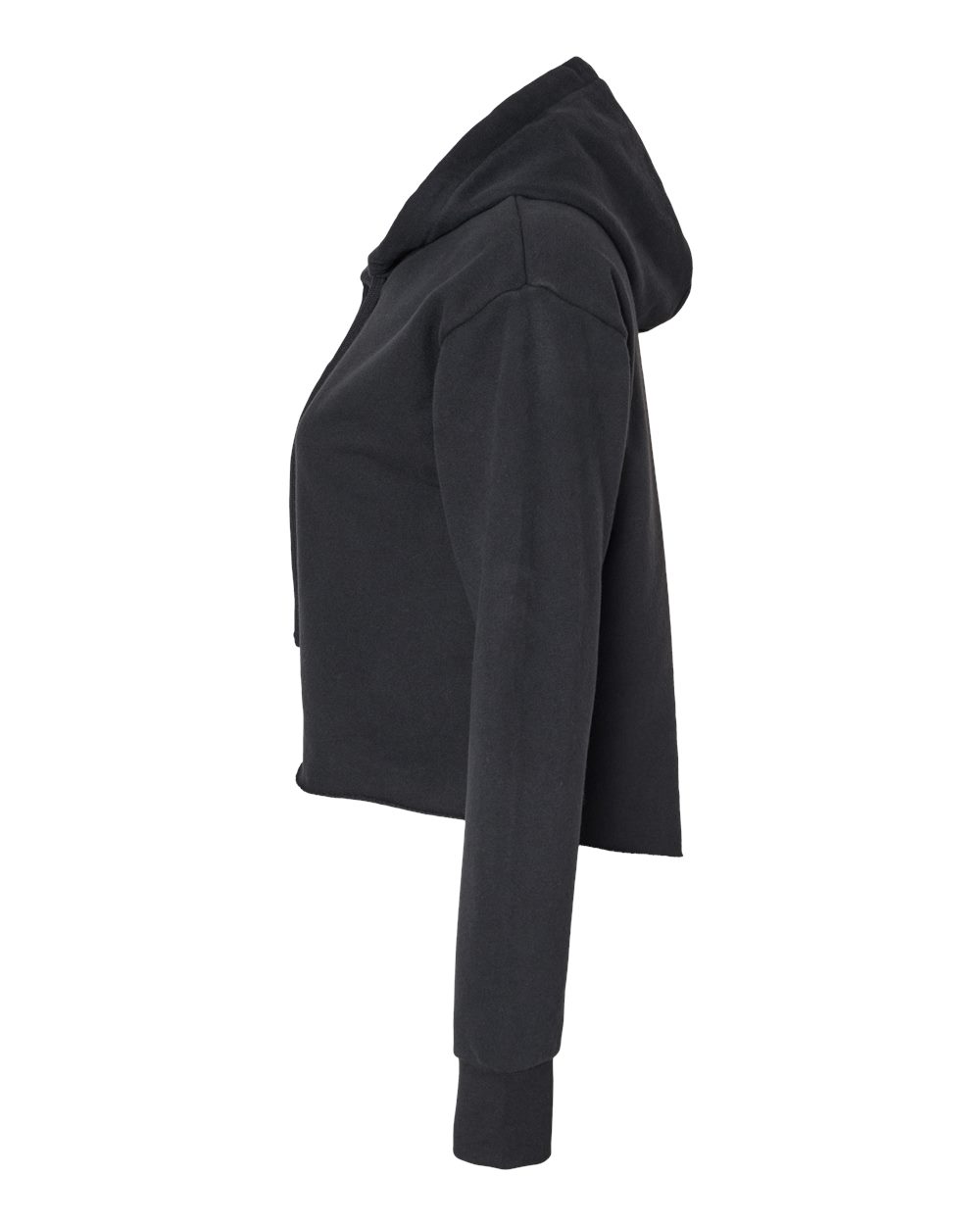 Women's Laguna Sueded Raw Edge Crop Hoodie Sweatshirt - DirectSide - B03218502 - Black