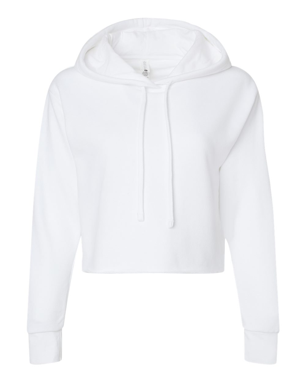 Women's Laguna Sueded Raw Edge Crop Hoodie Sweatshirt - Front - B03218003 - White