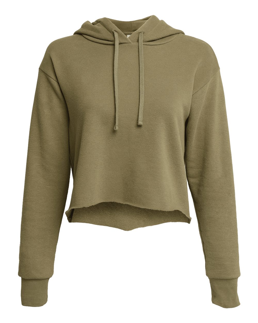 Women's Laguna Sueded Raw Edge Crop Hoodie Sweatshirt - Front - B03218062 - Military Green