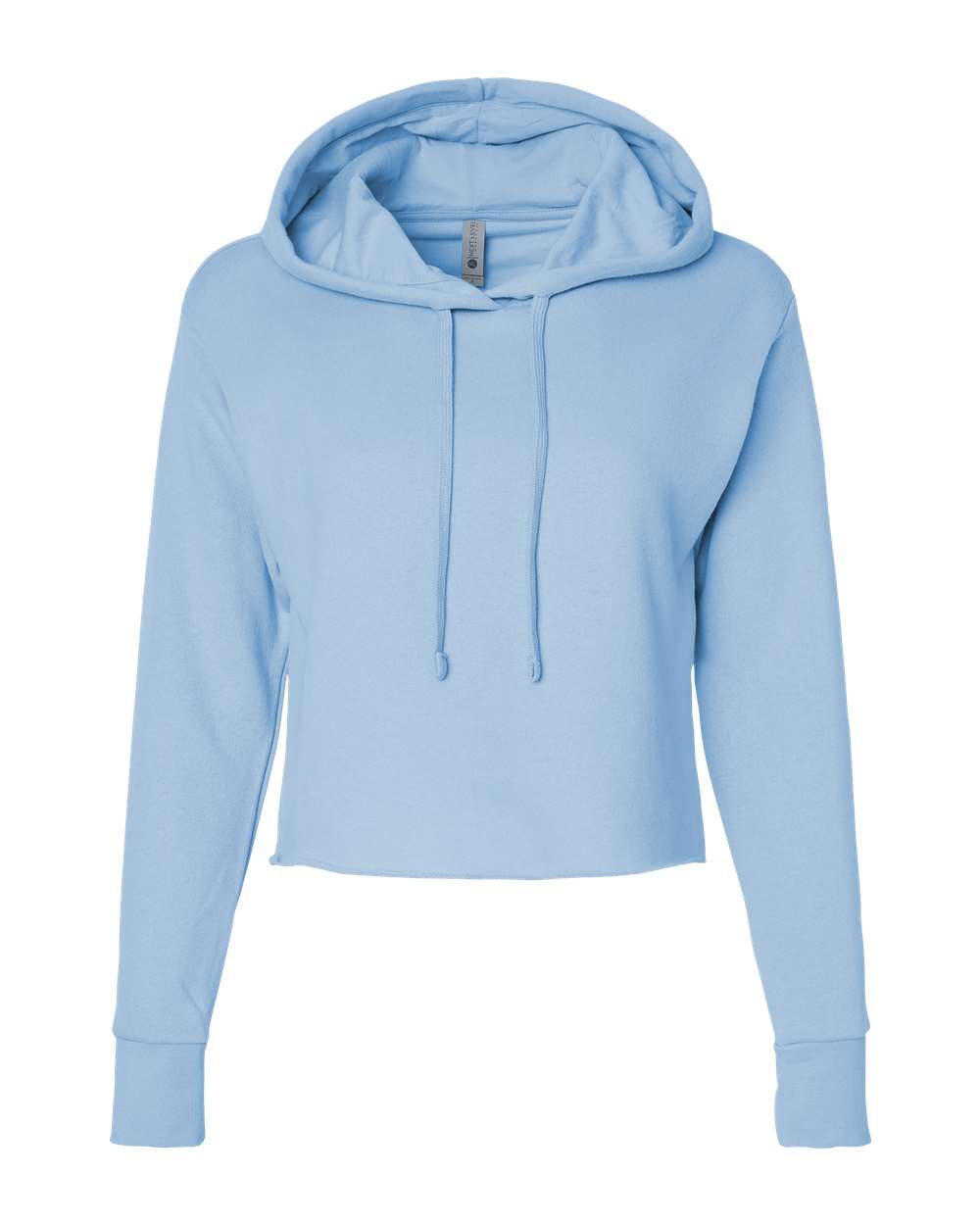 Women's Laguna Sueded Raw Edge Crop Hoodie Sweatshirt - Front - B03218252 - Stonewash Denim