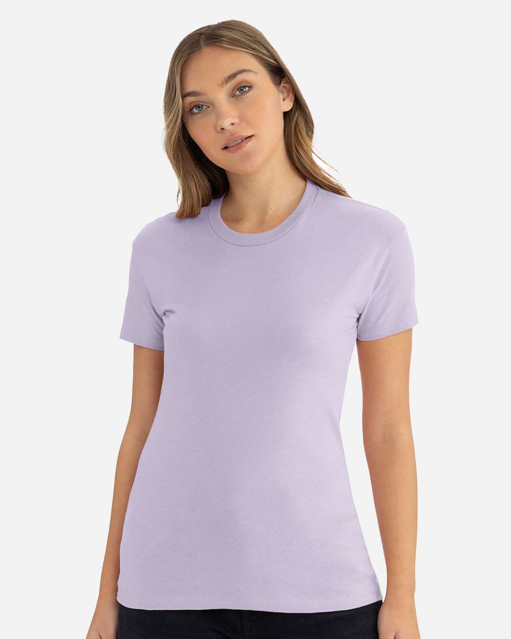Women's Cotton Relaxed T-Shirt - OnModelFront - B03418212 - Lavender