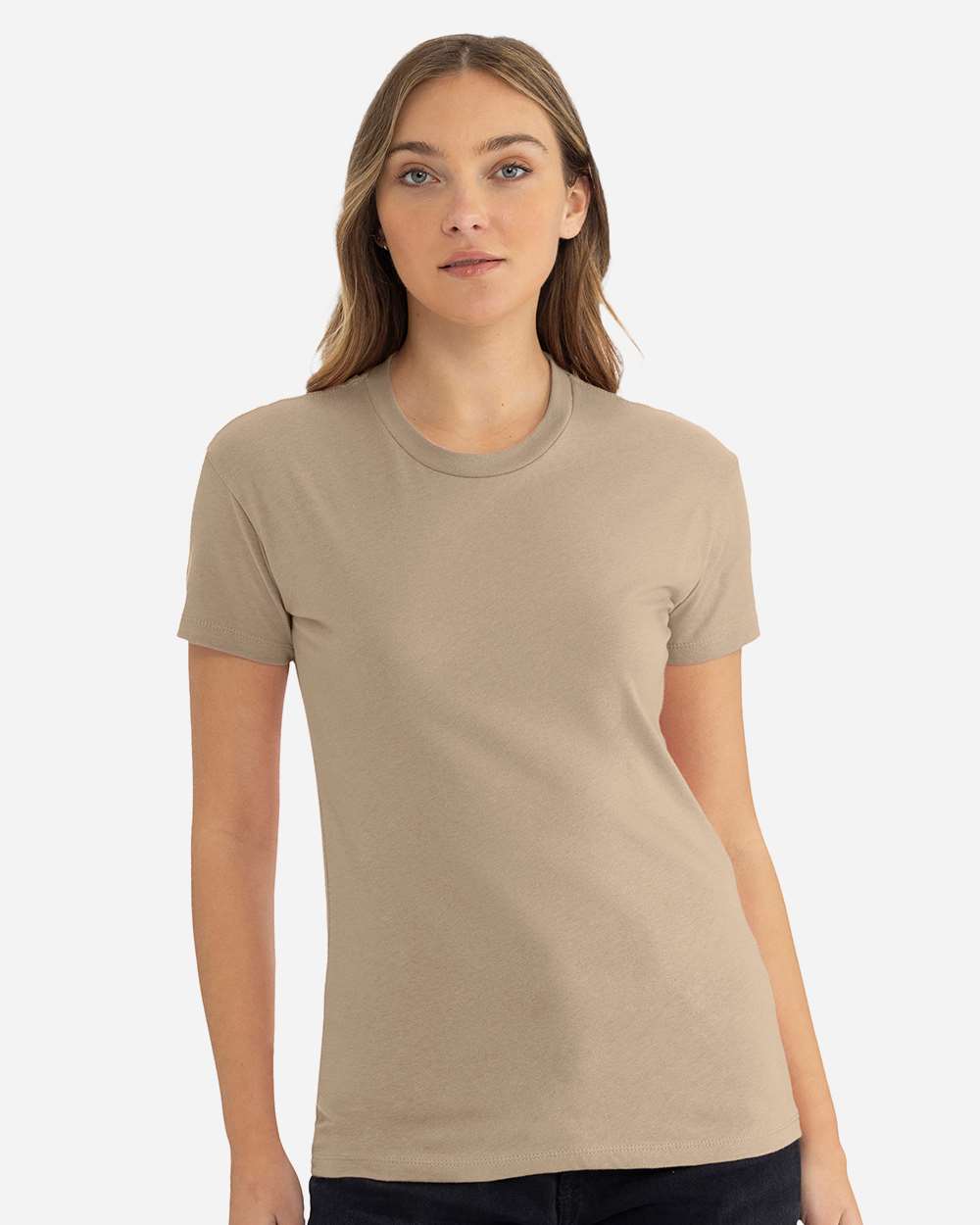 Women's Cotton Relaxed T-Shirt - OnModelFront - B03418242 - Tan