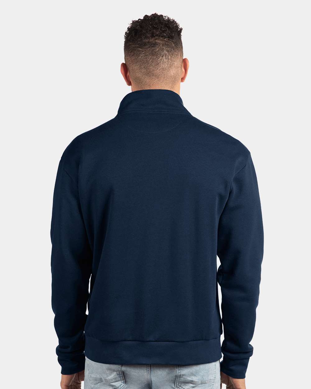 Unisex Fleece Quarter-Zip Pullover - OnModelBack - B03818652 - Midnight Navy