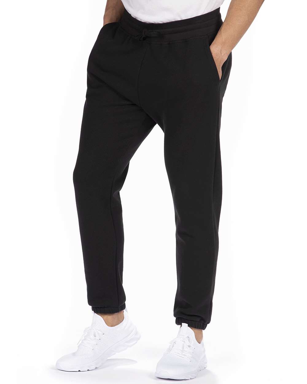 Unisex Fleece Sweatpants - OnModelFront - B03918502 - Black
