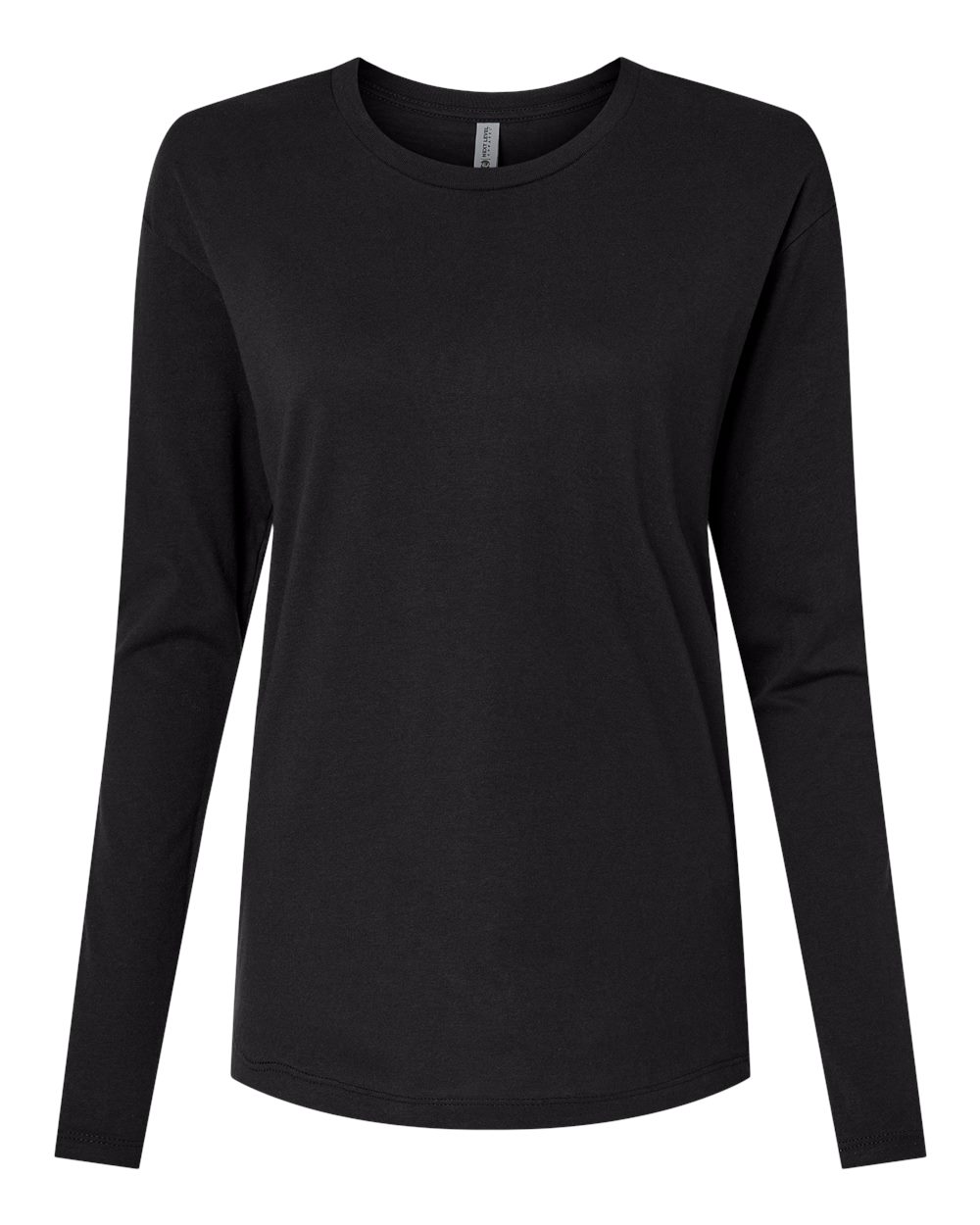 Women's Cotton Relaxed Long Sleeve T-Shirt - Front - B04418502 - Black