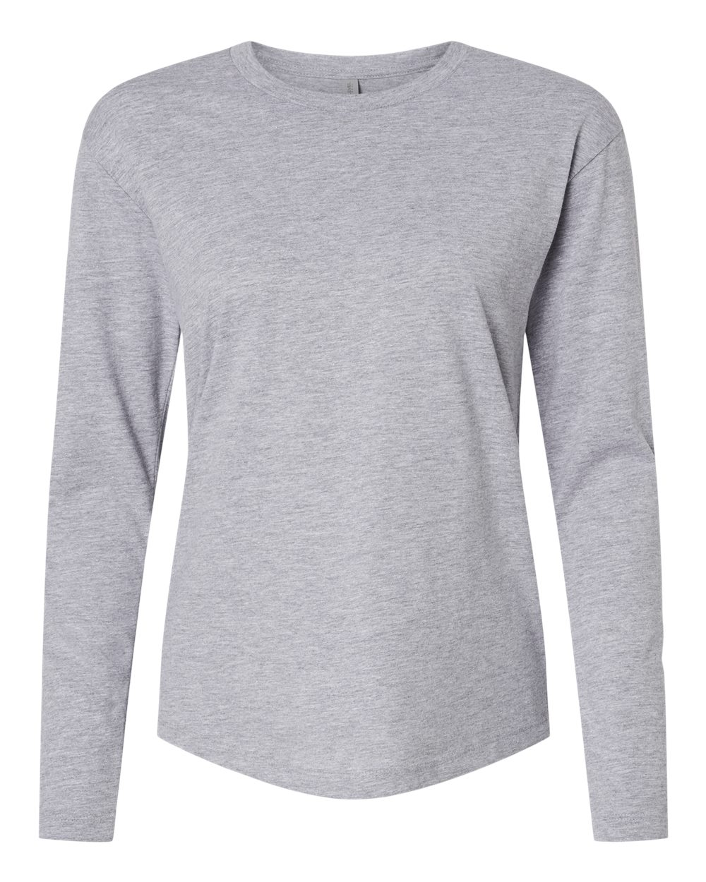 Women's Cotton Relaxed Long Sleeve T-Shirt - Front - B04418582 - Heather Grey