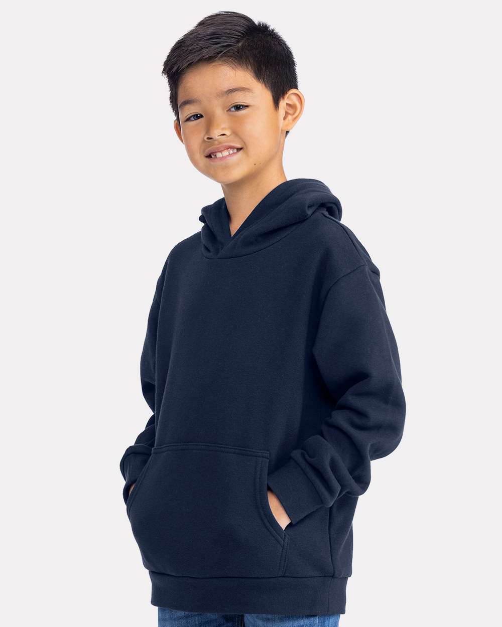 Youth Fleece Hoodie Sweatshirt - OnModelSide - B04718652 - Midnight Navy