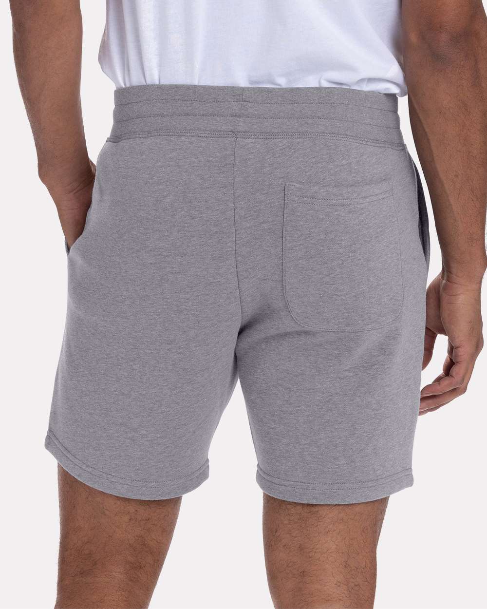 Unisex Fleece Sweat Shorts - OnModelBack - B04918582 - Heather Grey