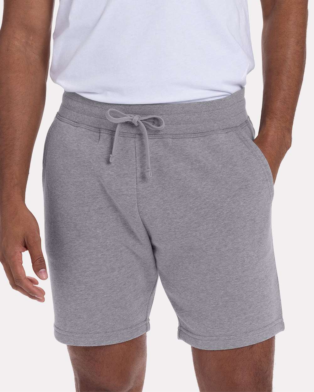 Unisex Fleece Sweat Shorts - OnModelFront - B04918582 - Heather Grey