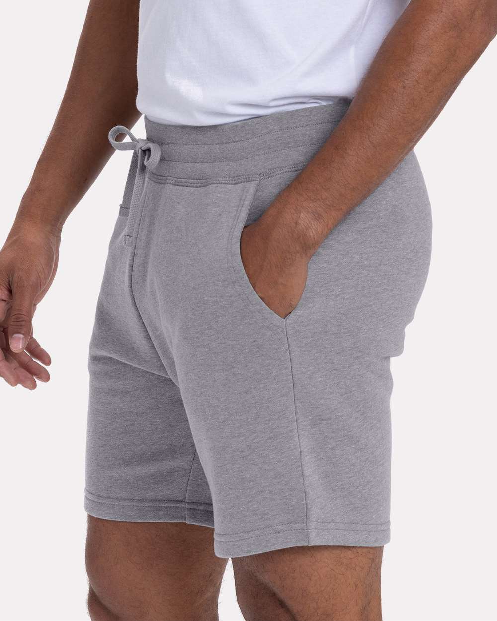 Unisex Fleece Sweat Shorts - OnModelSide - B04918582 - Heather Grey