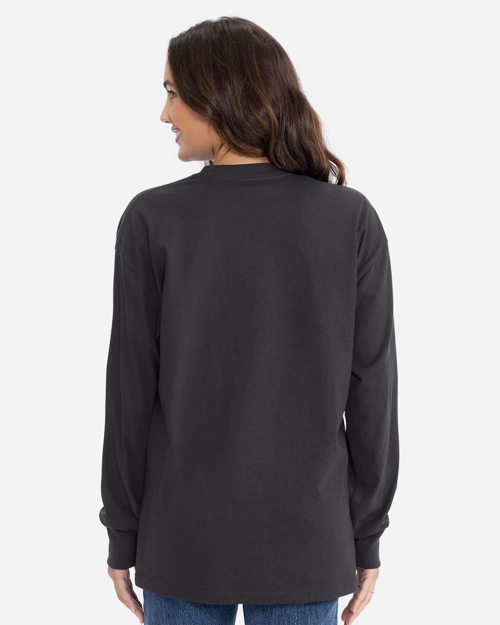 Heavyweight Long Sleeve T-Shirt - OnModelBack - B00218572 - Graphite Black