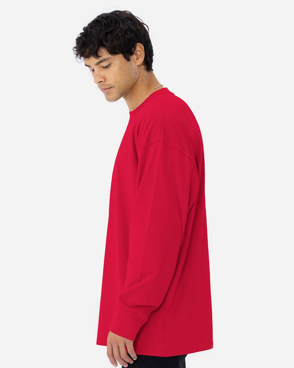 Heavyweight Long Sleeve T-Shirt - OnModelSide - B00218702 - Red