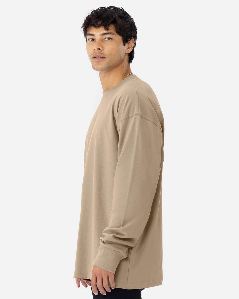 Heavyweight Long Sleeve T-Shirt - OnModelSide - B00218962 - Tan