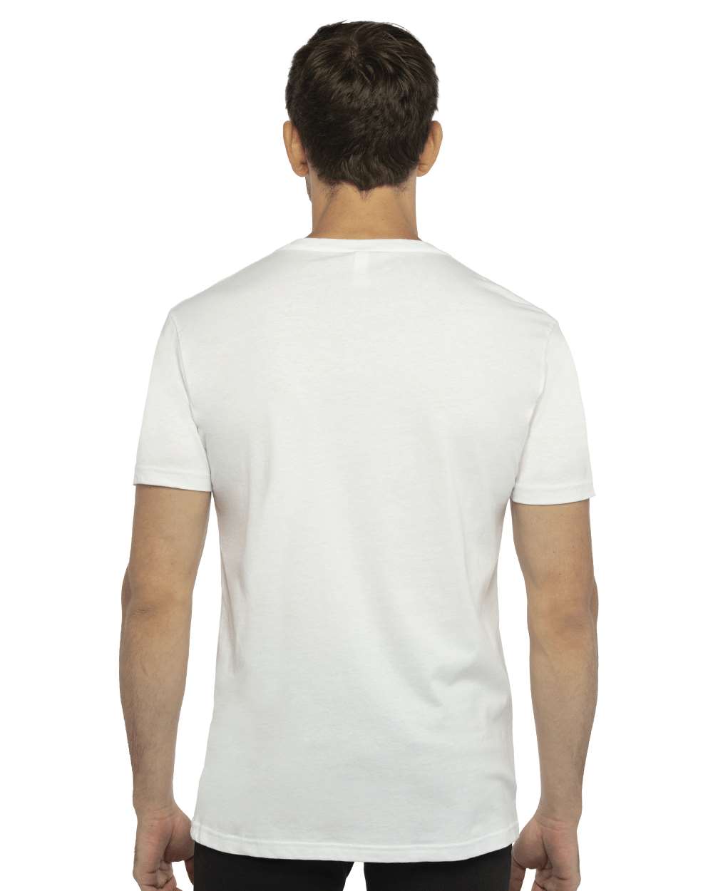 Unisex Cotton V-Neck T-Shirt - OnModelBack - B87318002 - White