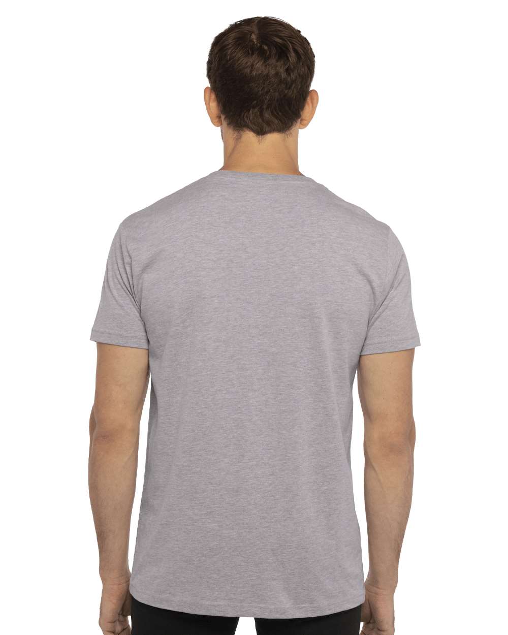 Unisex Cotton V-Neck T-Shirt - OnModelBack - B87318582 - Heather Grey