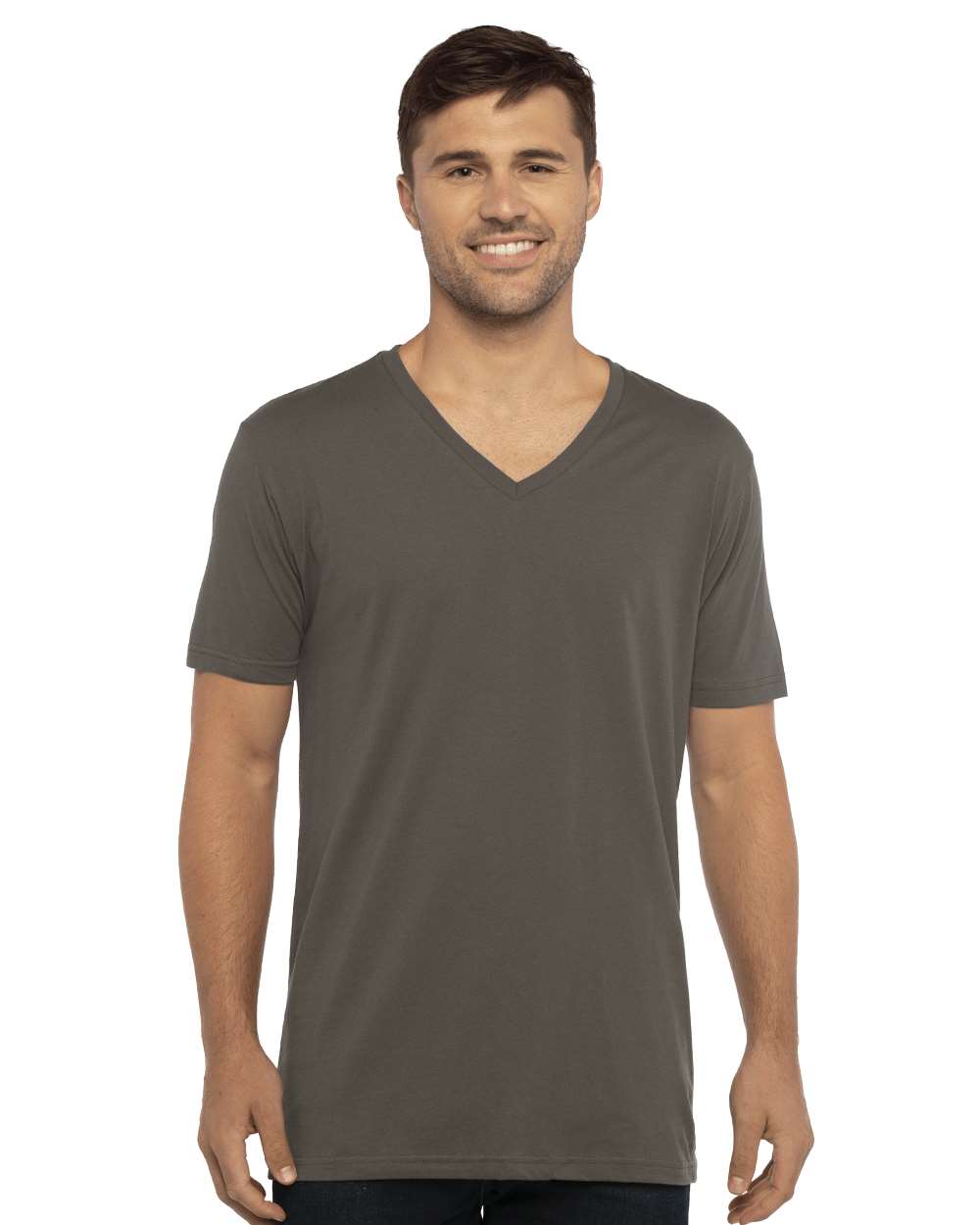Unisex Cotton V-Neck T-Shirt - OnModelFront - B87318092 - Heavy Metal