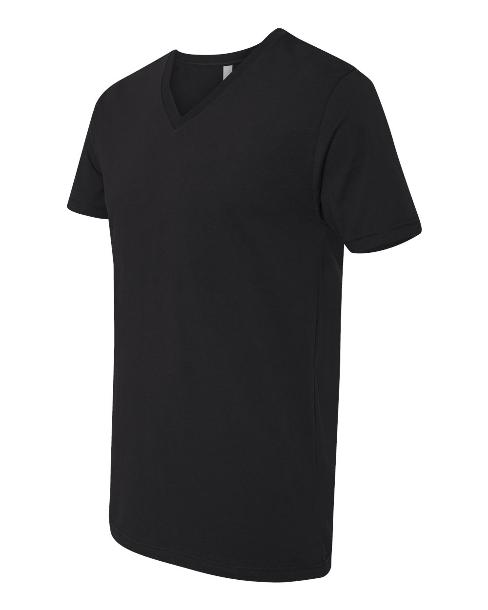 Unisex Cotton V-Neck T-Shirt - Side - B87318502 - Black
