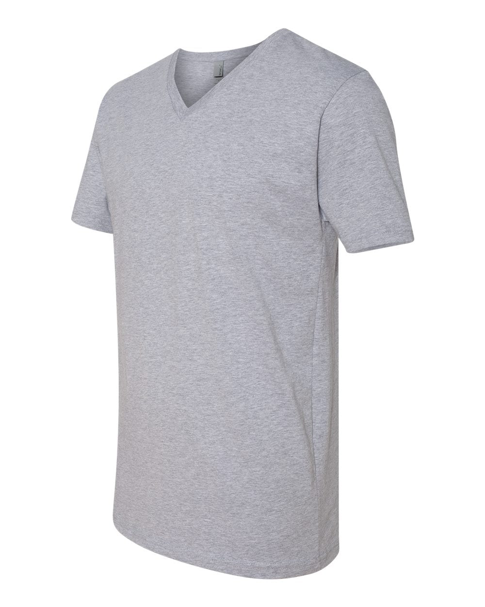 Unisex Cotton V-Neck T-Shirt - Side - B87318582 - Heather Grey