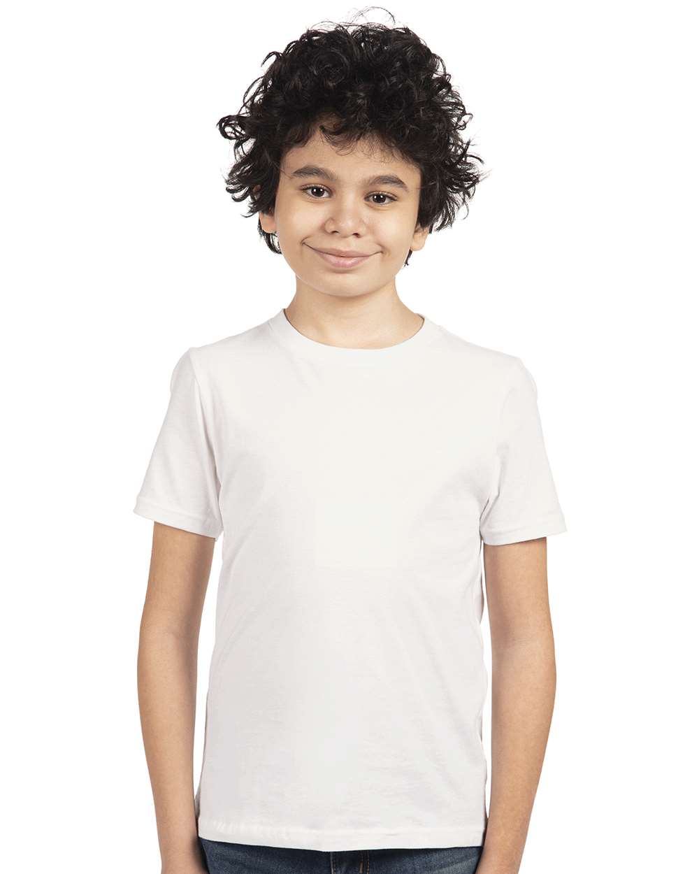 Youth Cotton T-Shirt - OnModelFront - B38018002 - White