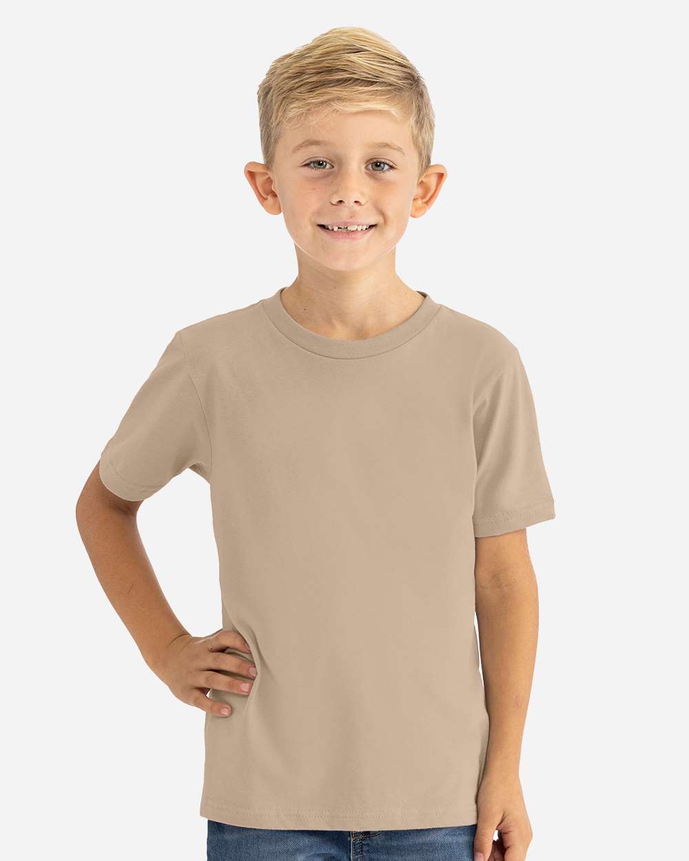 Youth Cotton T-Shirt - OnModelFront - B38018242 - Tan