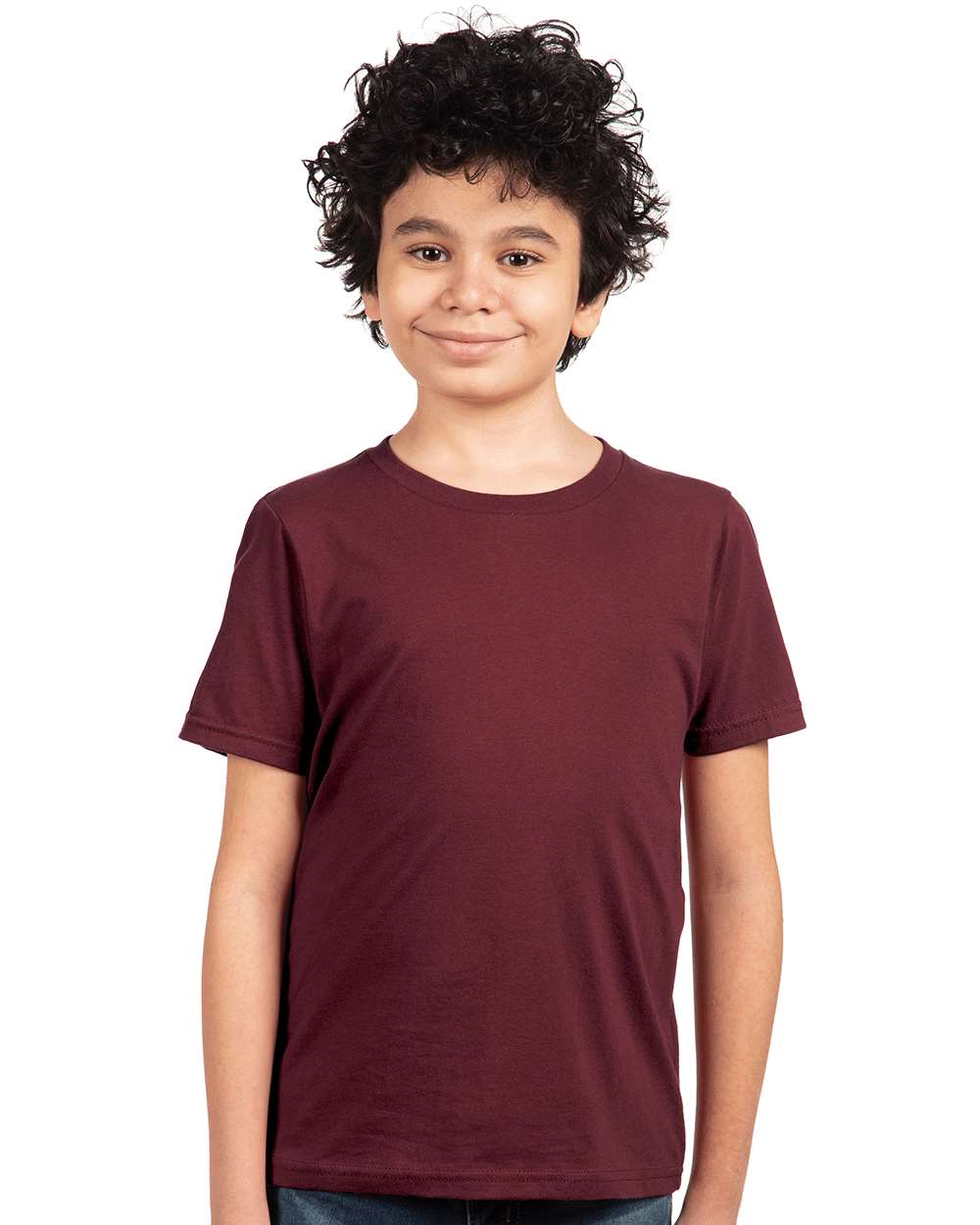Youth Cotton T-Shirt - OnModelFront - B38018532 - Maroon