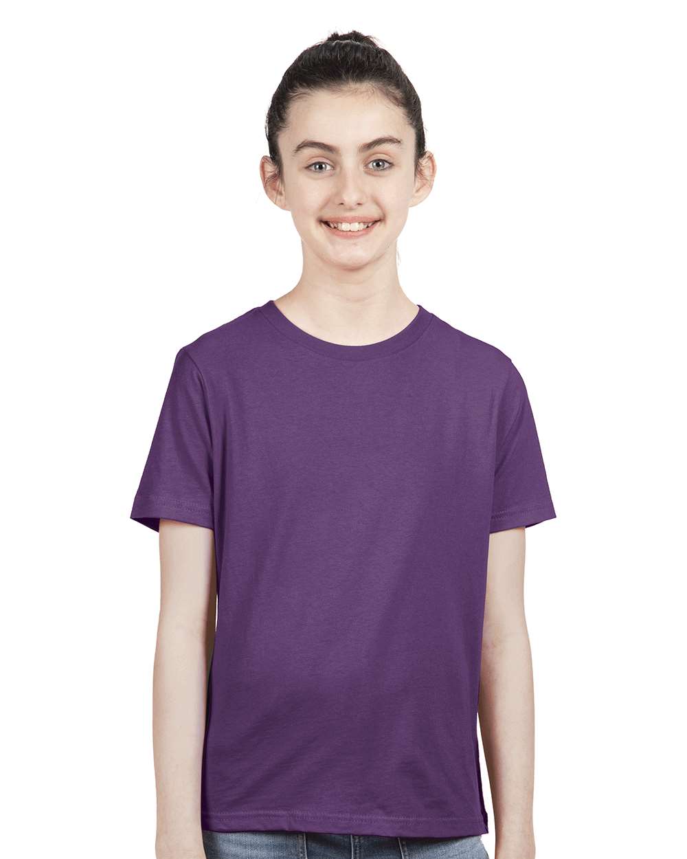 Youth Cotton T-Shirt - OnModelFront - B38018672 - Purple Rush