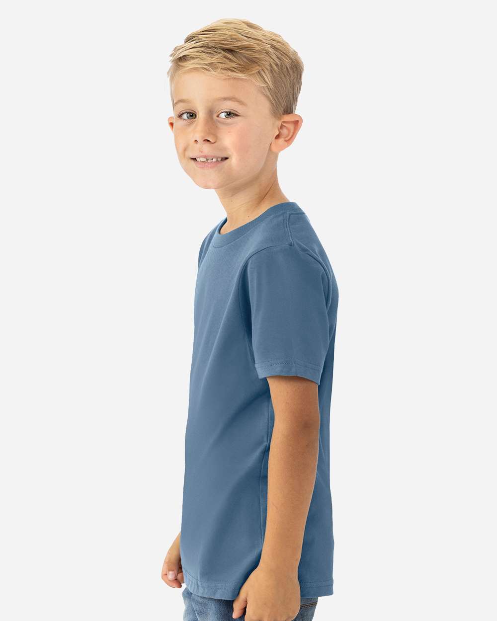Youth Cotton T-Shirt - OnModelSide - B38018222 - Blue Jean