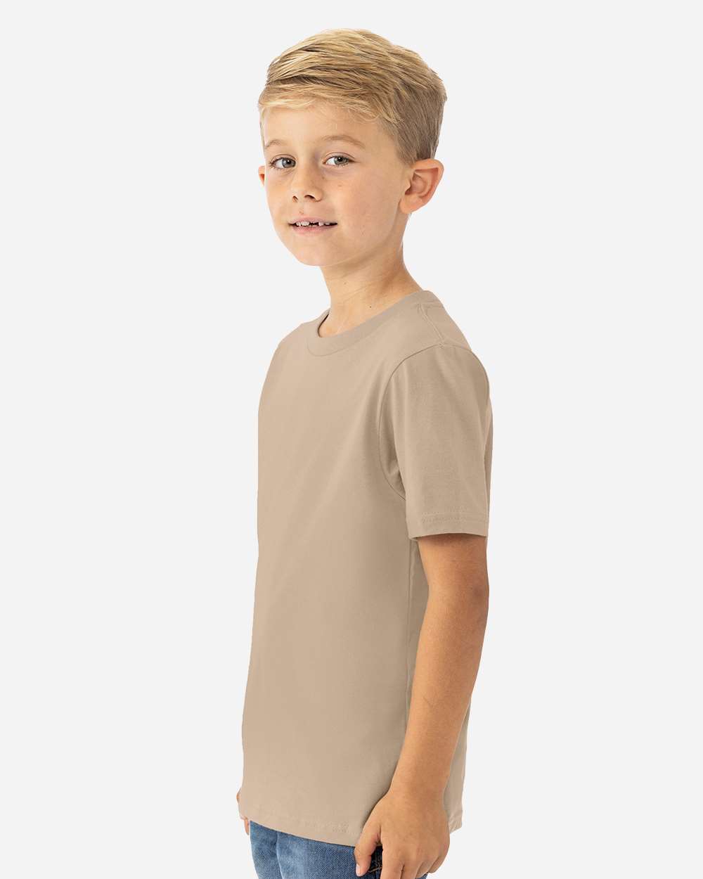 Youth Cotton T-Shirt - OnModelSide - B38018242 - Tan