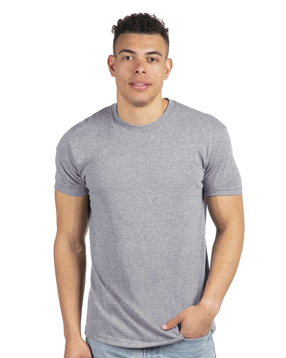 Cotton T-Shirt - OnModelFront - B00618582 - Heather Grey