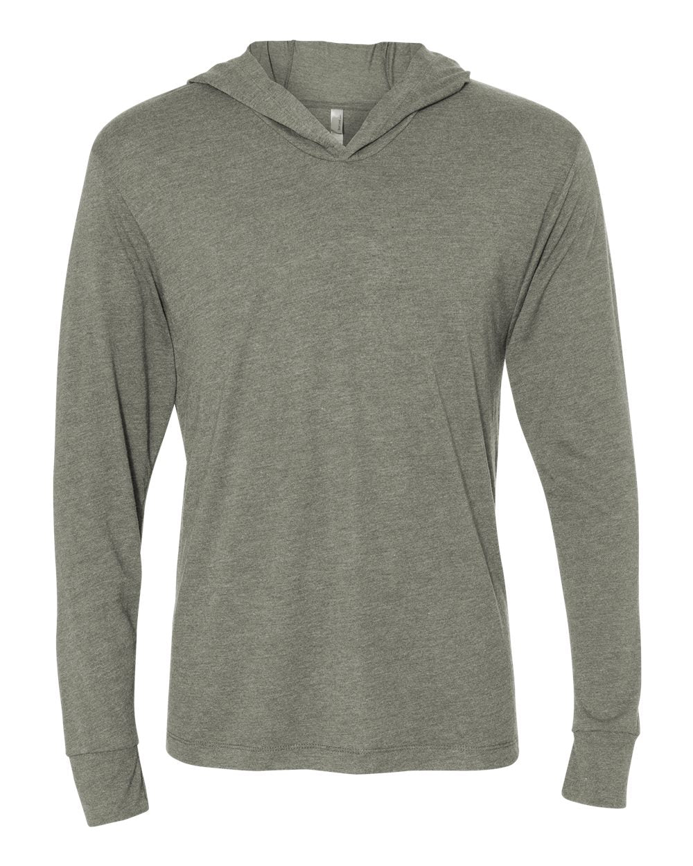 Unisex Triblend Hooded Long Sleeve Pullover T-Shirt - Front - B82018352 - Venetian Grey