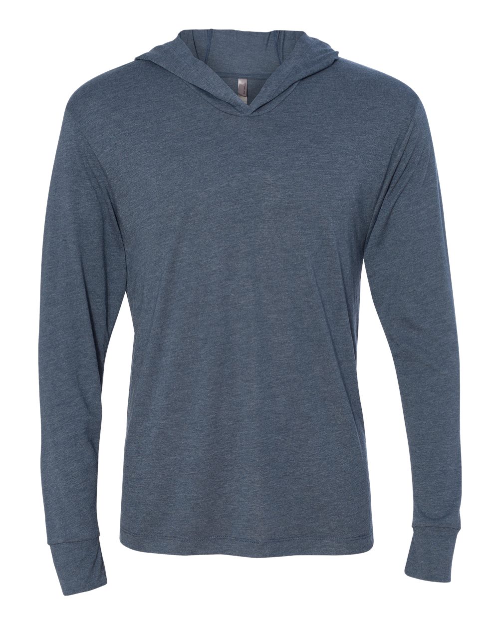 Unisex Triblend Hooded Long Sleeve Pullover T-Shirt - Front - B82018682 - Indigo