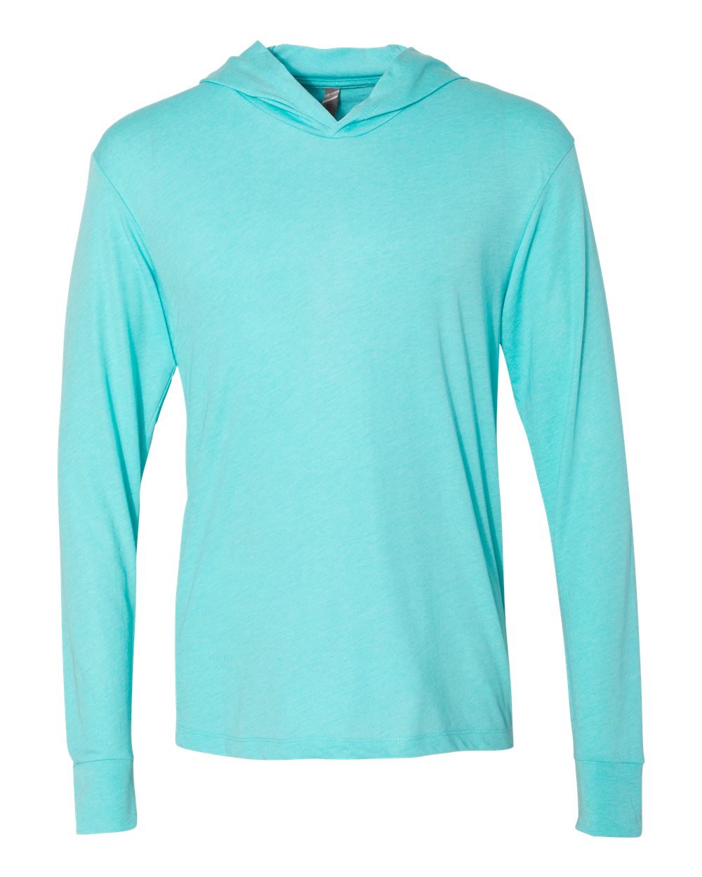 Unisex Triblend Hooded Long Sleeve Pullover T-Shirt - Front - B82018972 - Tahiti Blue