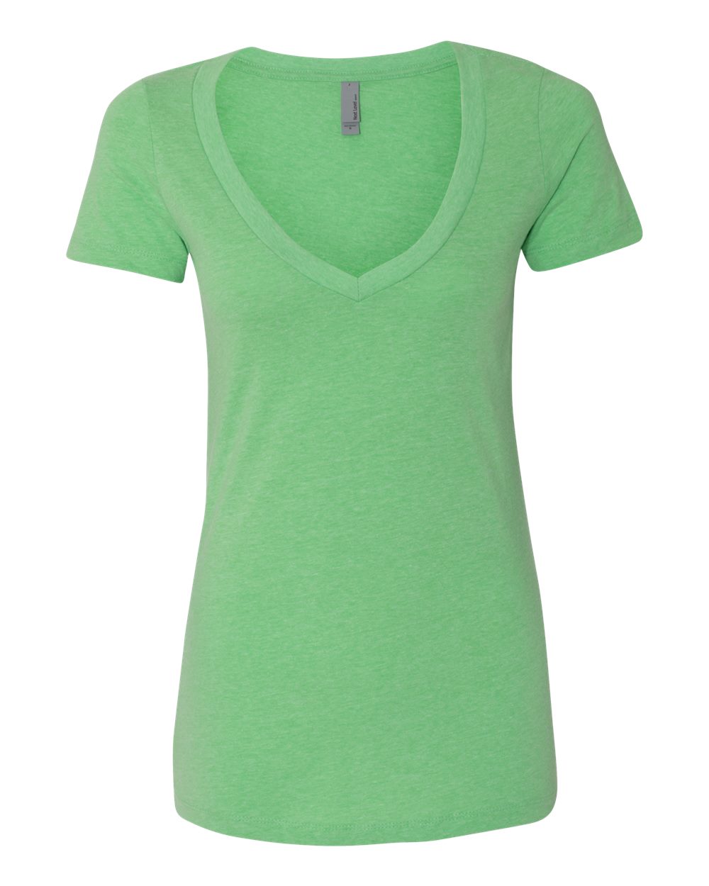 Women’s CVC Deep V-Neck T-Shirt - Front - B51918193 - Apple Green