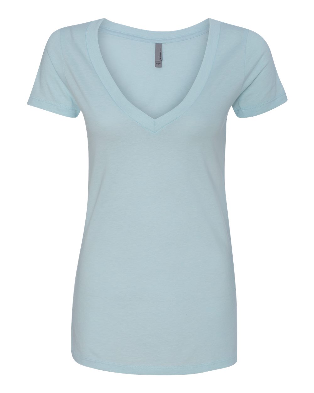 Women’s CVC Deep V-Neck T-Shirt - Front - B51918277 - Ice Blue