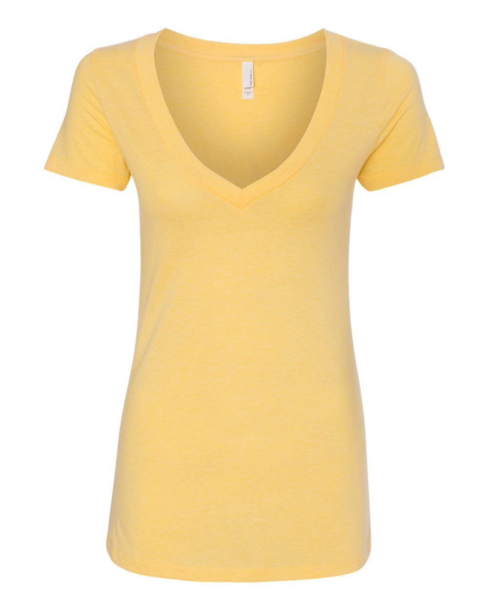 Women’s CVC Deep V-Neck T-Shirt - Front - B51918403 - Banana Cream