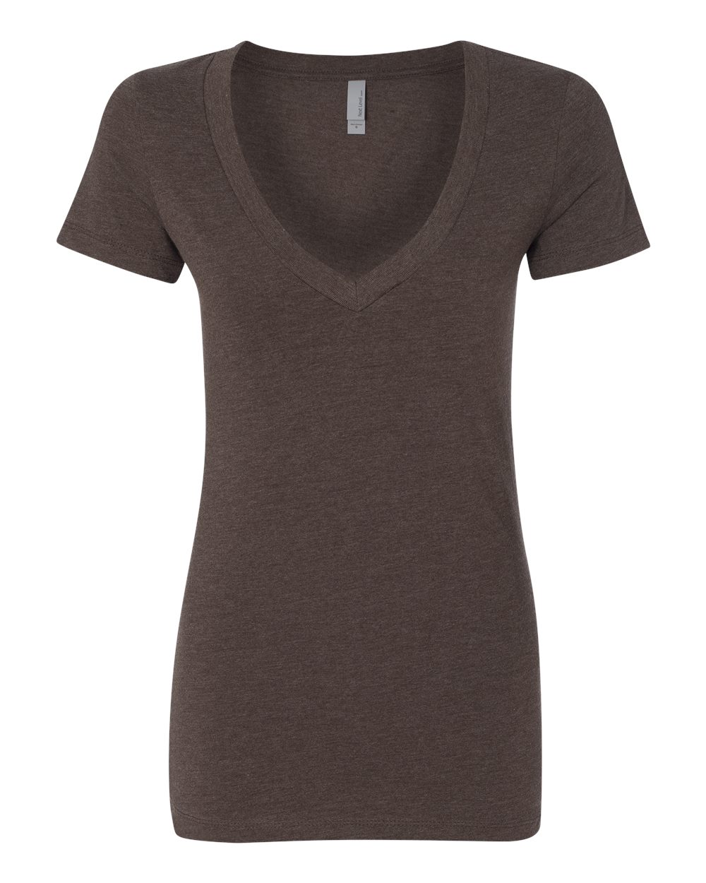 Women’s CVC Deep V-Neck T-Shirt - Front - B51918553 - Espresso