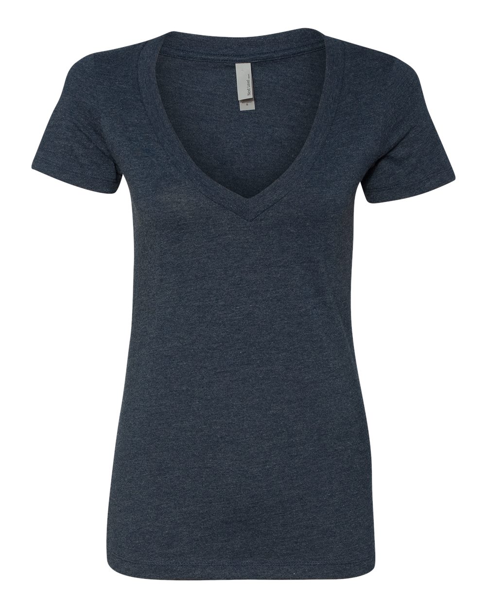 Women’s CVC Deep V-Neck T-Shirt - Front - B51918653 - Midnight Navy