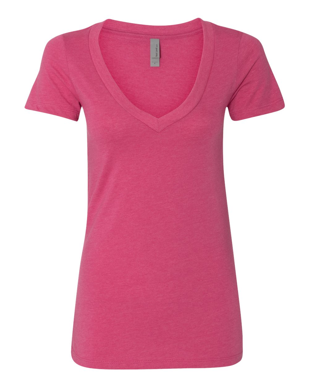 Women’s CVC Deep V-Neck T-Shirt - Front - B51918693 - Raspberry