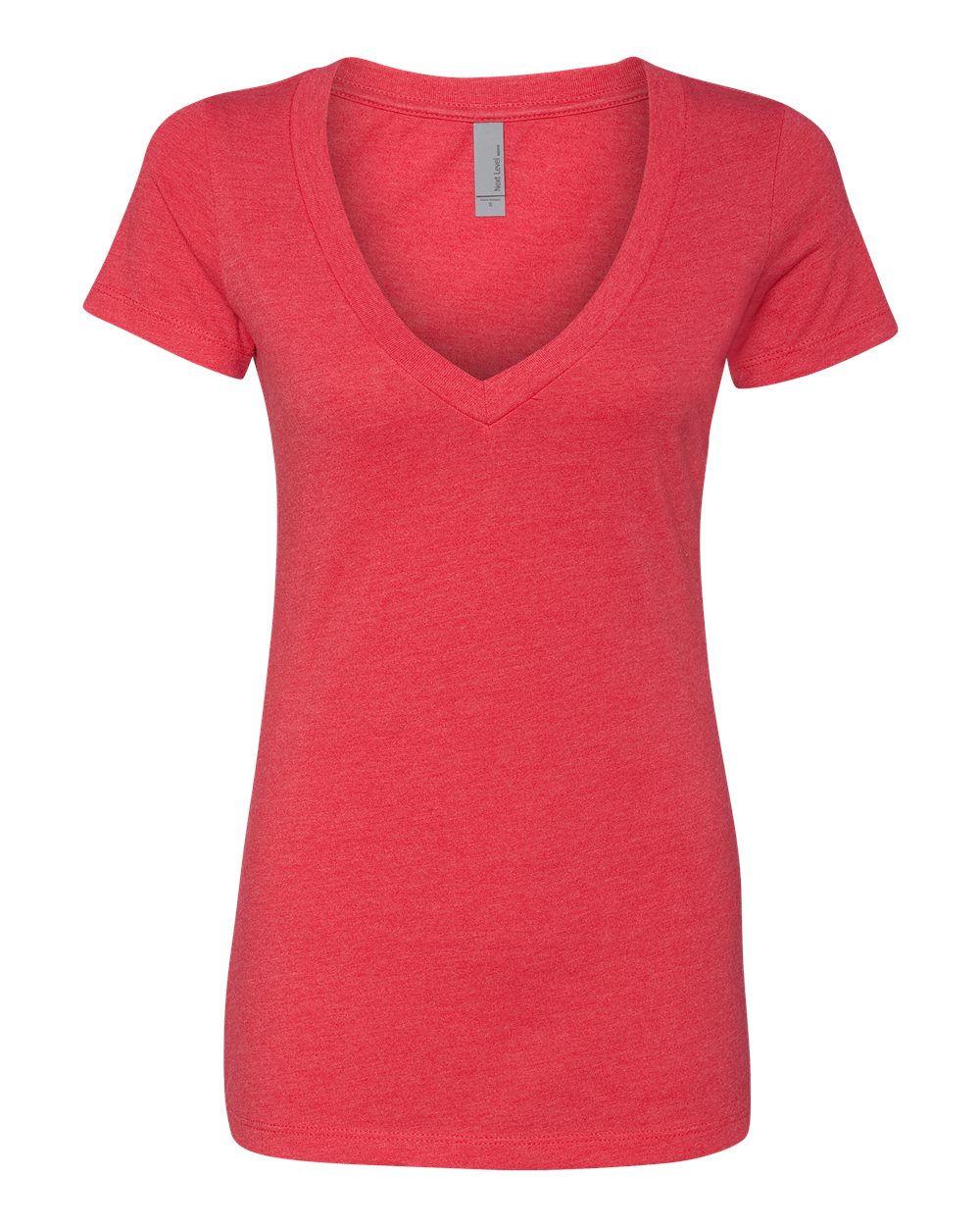 Women’s CVC Deep V-Neck T-Shirt - Front - B51918707 - Red