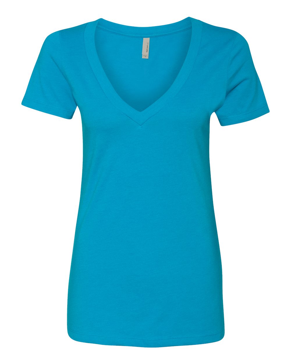 Women’s CVC Deep V-Neck T-Shirt - Front - B51918767 - Turquoise