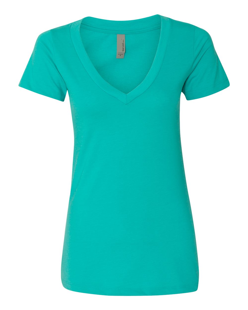 Women’s CVC Deep V-Neck T-Shirt - Front - B51918973 - Tahiti Blue