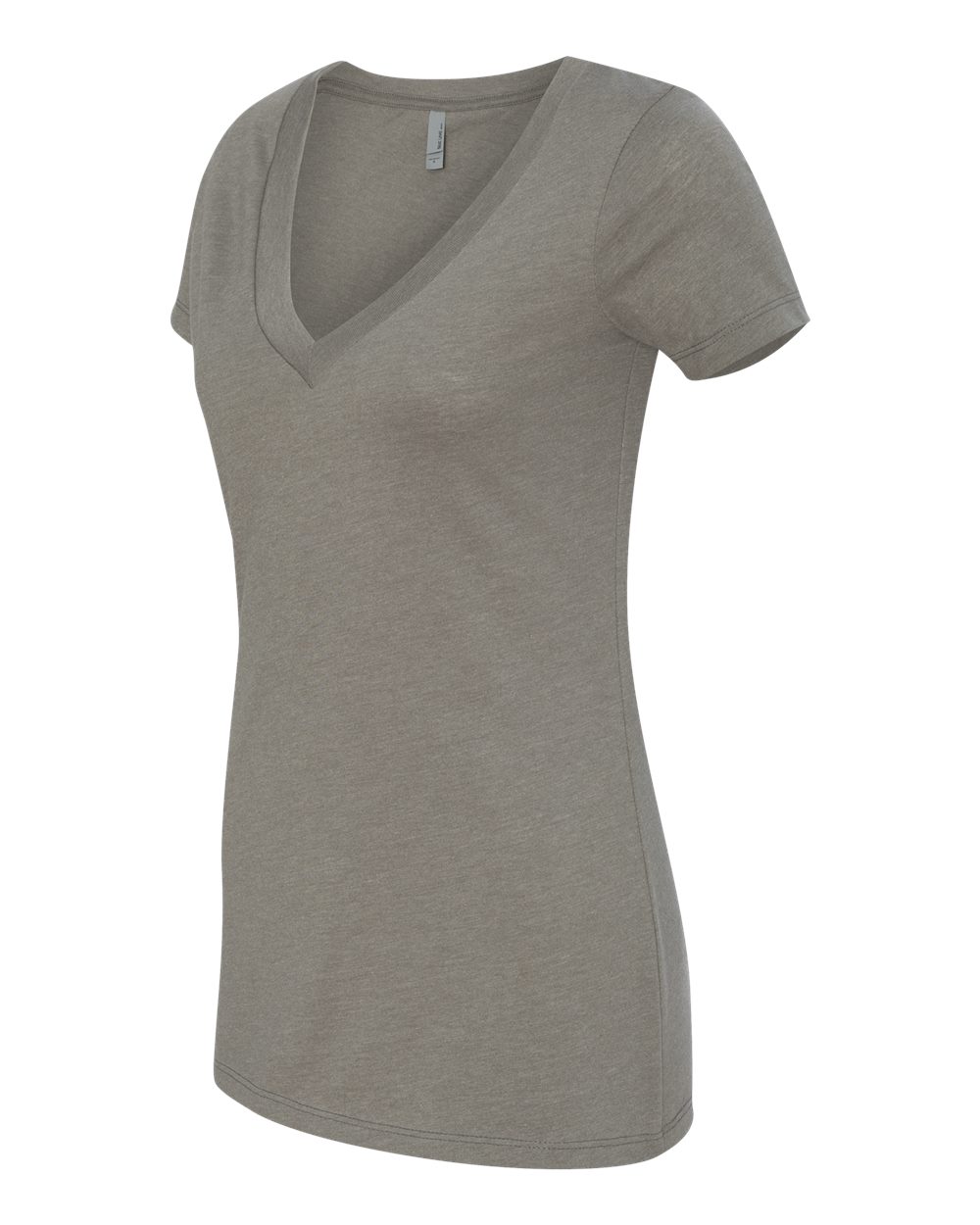Women’s CVC Deep V-Neck T-Shirt - Side - B51918103 - Warm Grey
