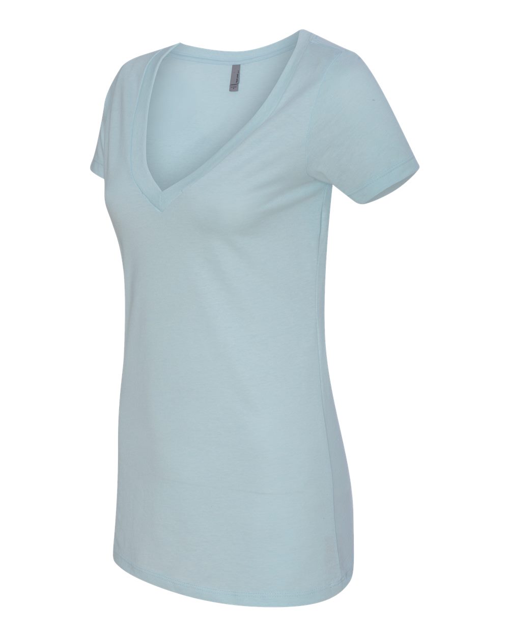 Women’s CVC Deep V-Neck T-Shirt - Side - B51918277 - Ice Blue