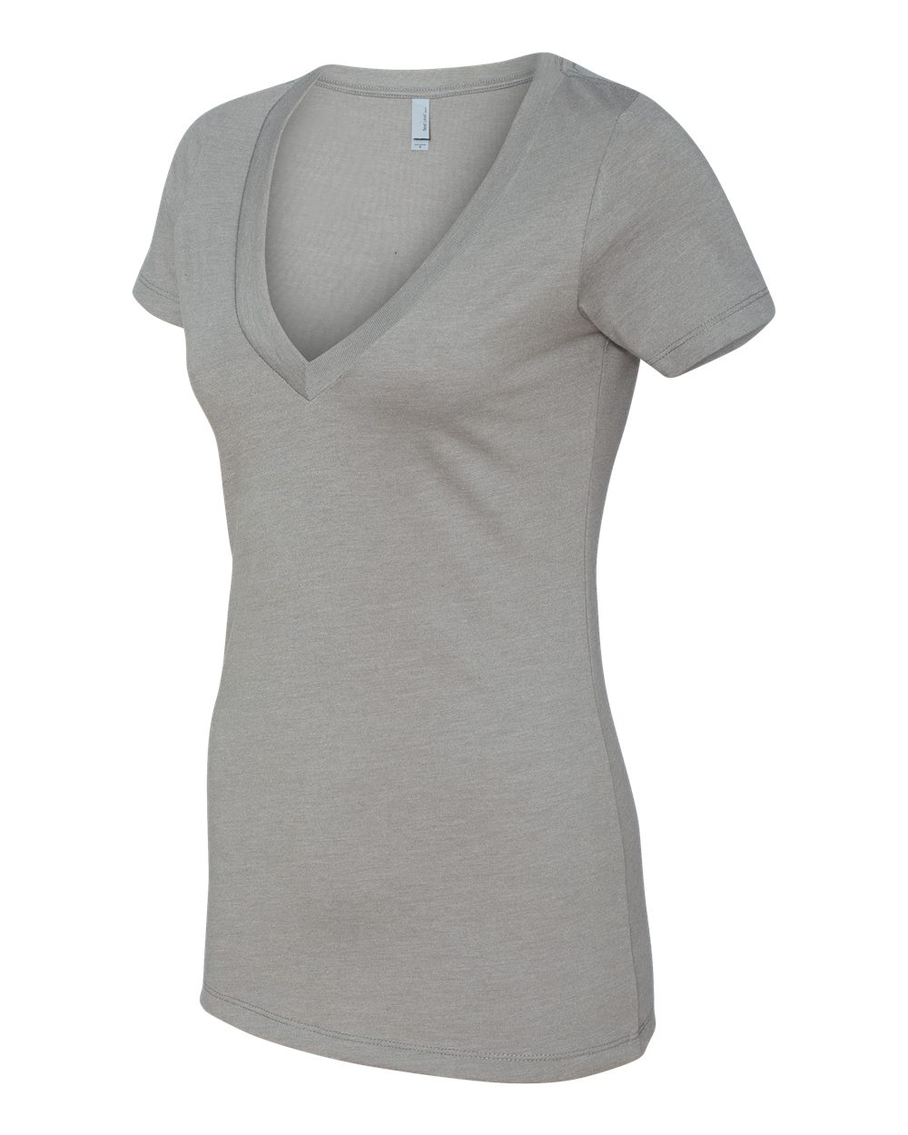 Women’s CVC Deep V-Neck T-Shirt - Side - B51918353 - Stone Grey