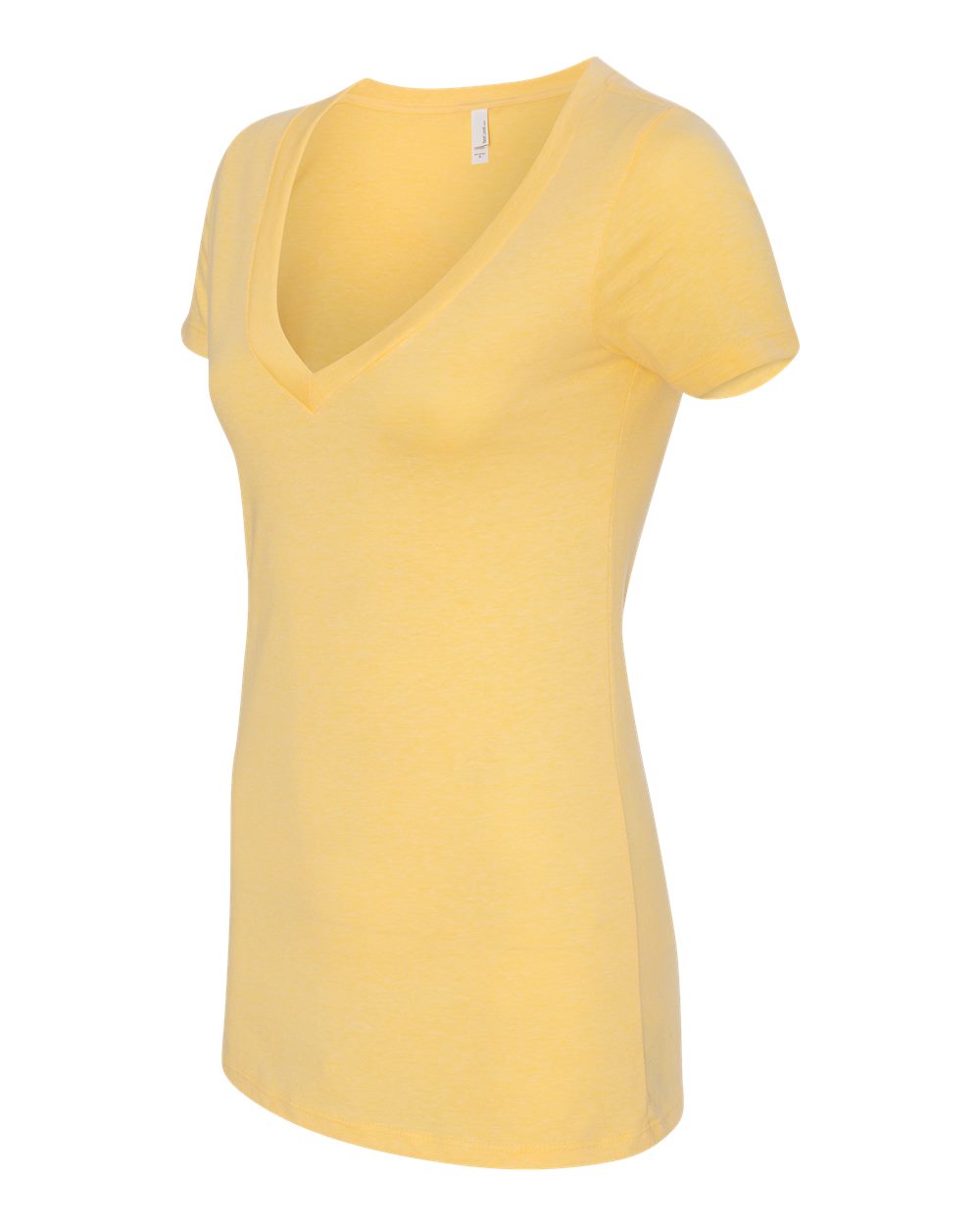 Women’s CVC Deep V-Neck T-Shirt - Side - B51918403 - Banana Cream