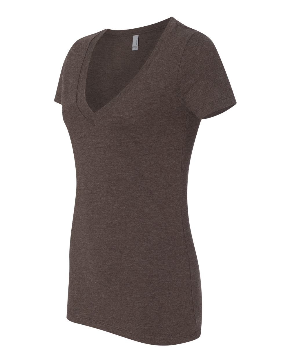 Women’s CVC Deep V-Neck T-Shirt - Side - B51918553 - Espresso
