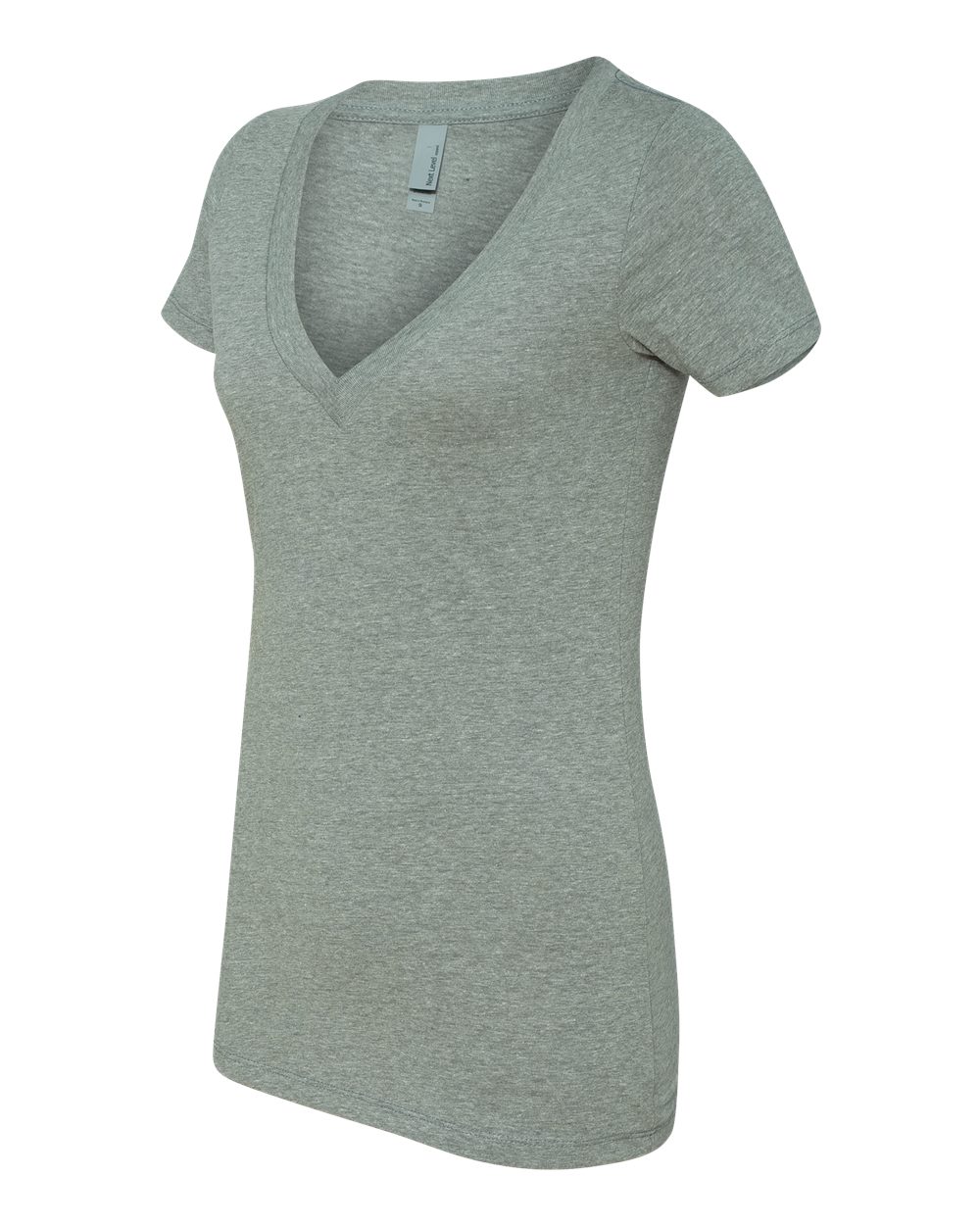 Women’s CVC Deep V-Neck T-Shirt - Side - B51918597 - Dark Heather Grey
