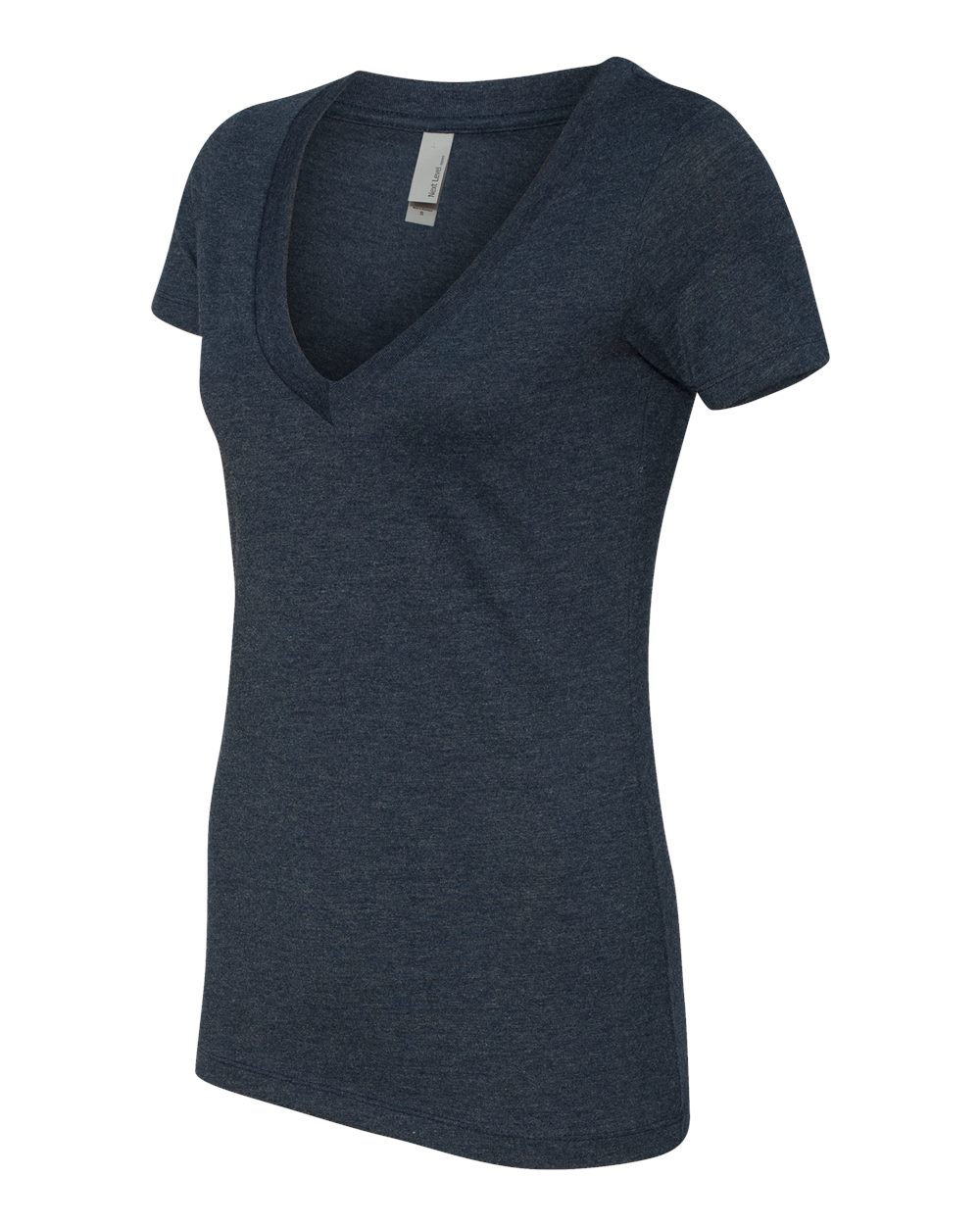 Women’s CVC Deep V-Neck T-Shirt - Side - B51918653 - Midnight Navy